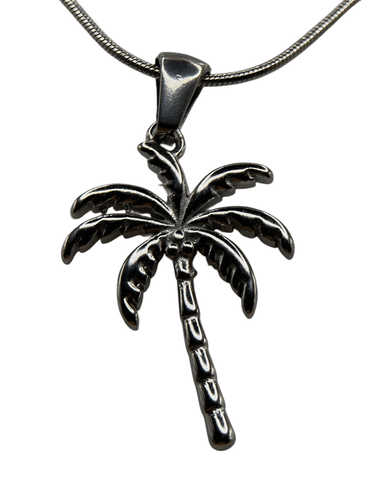 WaveWear "Zephyr" Stainless Steel Palm Tree Necklace